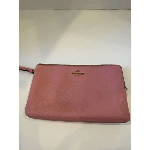 Pink Coach Wristlet Wallet Vintage Two Zip Pockets With Credit Card Slots - Picture 8 of 8